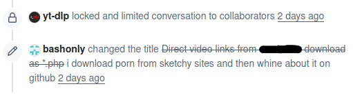 two entries under an issue filed on github: