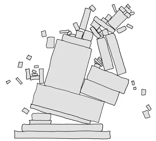 The "All Modern Digital Infrastructure" tower from xkcd #2347 (Dependency) crumbling.